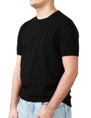MAGLIA UOMO KANGRA NERA GIROCOLLO IN COTONE RASATO CALATO
