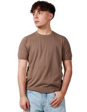 MAGLIA UOMO KANGRA TORTORA GIROCOLLO IN COTONE RASATO CALATO