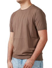 MAGLIA UOMO KANGRA TORTORA GIROCOLLO IN COTONE RASATO CALATO