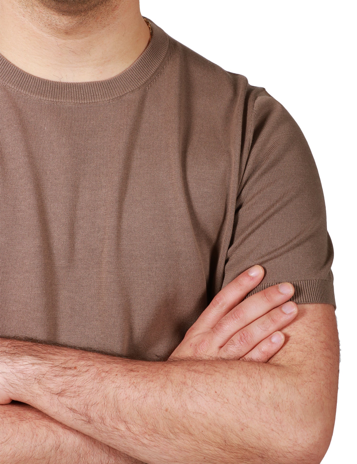 MAGLIA UOMO KANGRA TORTORA GIROCOLLO IN COTONE RASATO CALATO