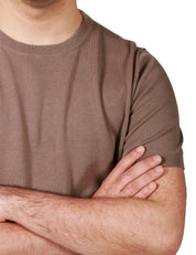 MAGLIA UOMO KANGRA TORTORA GIROCOLLO IN COTONE RASATO CALATO