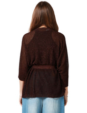 CARDIGAN KIMONO KONTATTO FONDENTE CON TRAMA LUREX E CINTURA