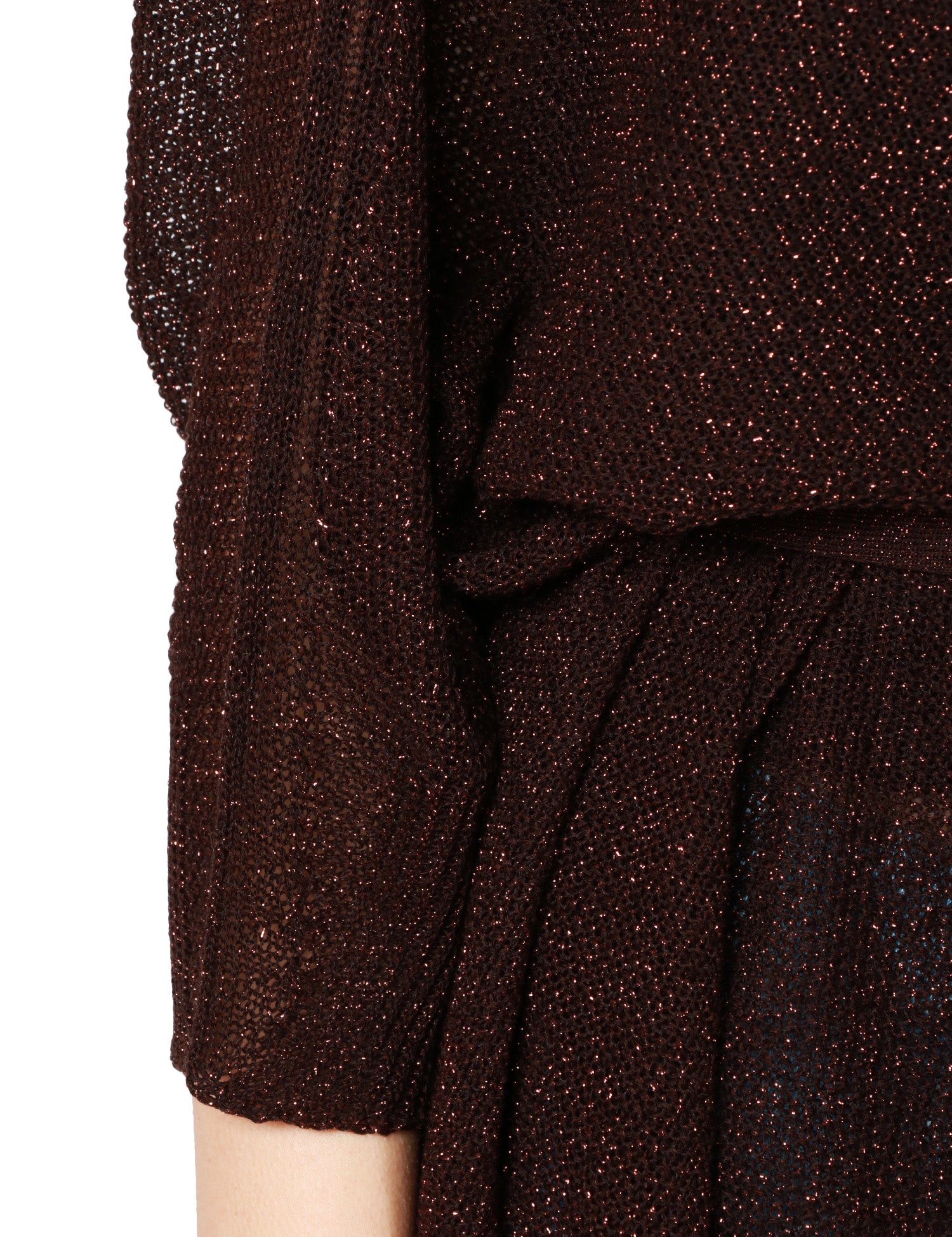 CARDIGAN KIMONO KONTATTO FONDENTE CON TRAMA LUREX E CINTURA