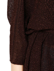 CARDIGAN KIMONO KONTATTO FONDENTE CON TRAMA LUREX E CINTURA