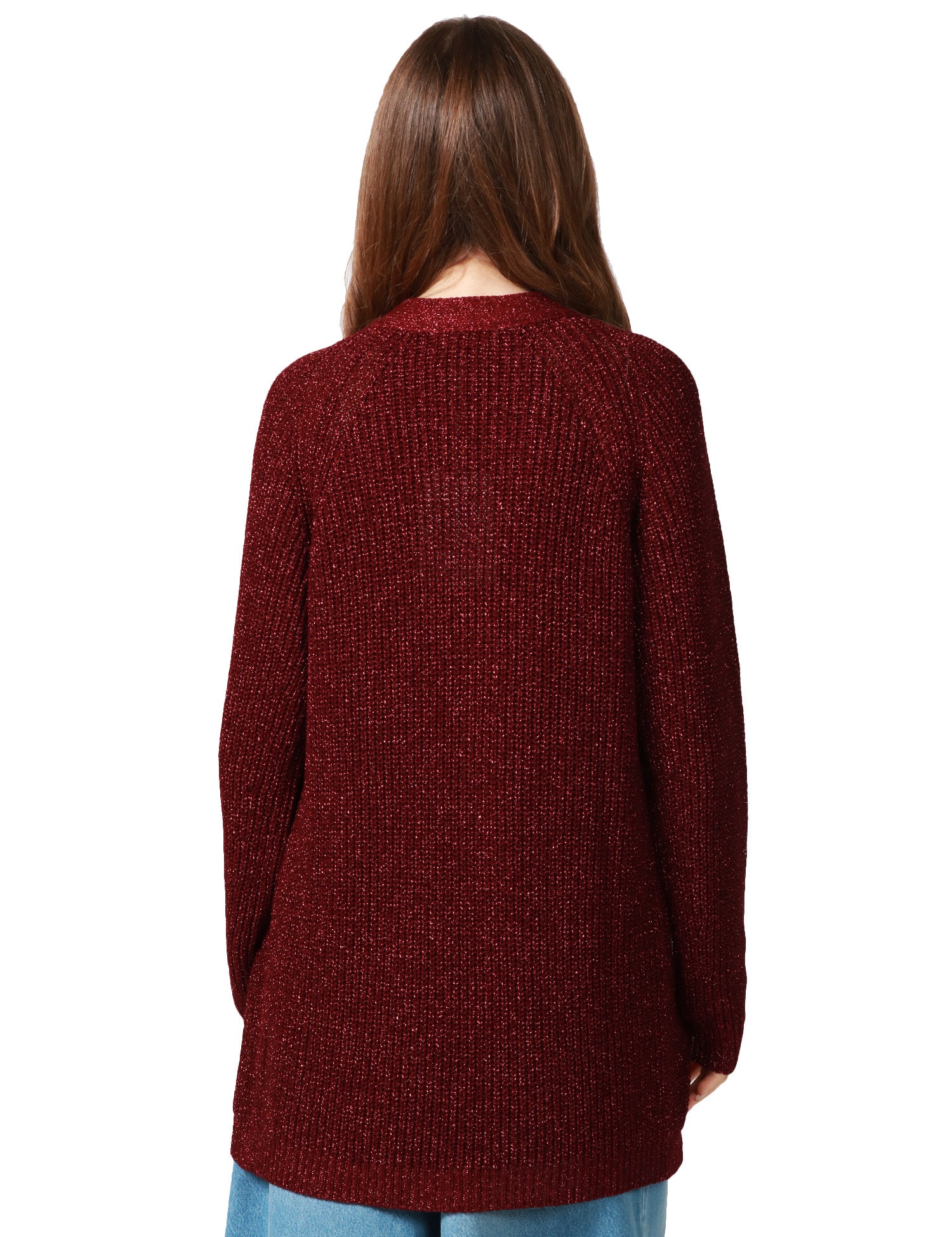 CARDIGAN DONNA KONTATTO RIBES A MANICA LUNGA CON TRAMA LUREX