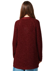 CARDIGAN DONNA KONTATTO RIBES A MANICA LUNGA CON TRAMA LUREX