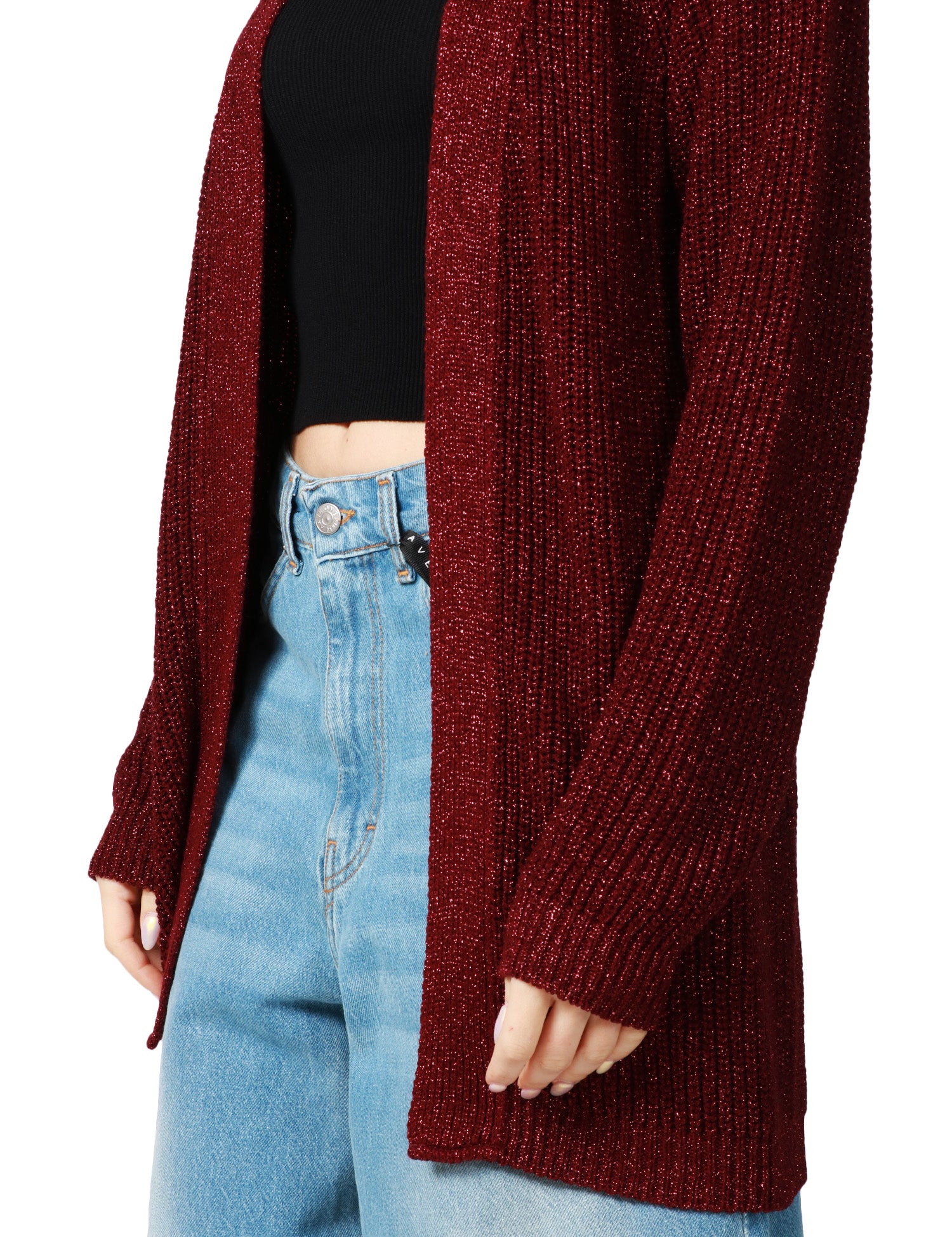 CARDIGAN DONNA KONTATTO RIBES A MANICA LUNGA CON TRAMA LUREX