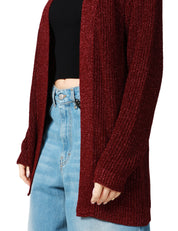 CARDIGAN DONNA KONTATTO RIBES A MANICA LUNGA CON TRAMA LUREX