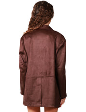 GIACCA OVER DONNA KONTATTO MARRONE SCURO MONOPETTO IN SUEDE