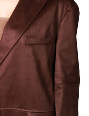 GIACCA OVER DONNA KONTATTO MARRONE SCURO MONOPETTO IN SUEDE