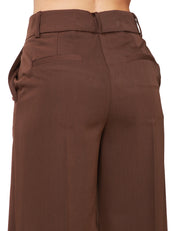 PANTALONE DONNA KONTATTO MARRONE A VITA ALTA E GAMBA PALAZZO