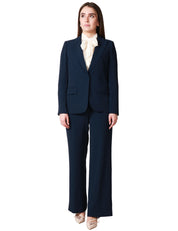 COMPLETO DONNA KONTATTO BLU SCURO GIACCA E PANTALONE PALAZZO IN TESSUTO FLUIDO