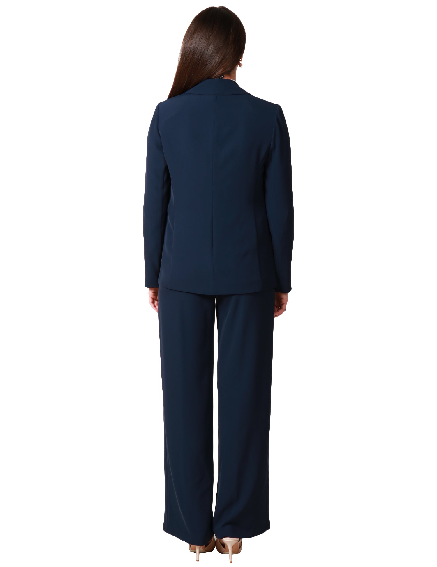 COMPLETO DONNA KONTATTO BLU SCURO GIACCA E PANTALONE PALAZZO IN TESSUTO FLUIDO