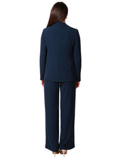 COMPLETO DONNA KONTATTO BLU SCURO GIACCA E PANTALONE PALAZZO IN TESSUTO FLUIDO