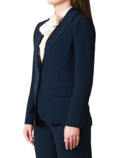 COMPLETO DONNA KONTATTO BLU SCURO GIACCA E PANTALONE PALAZZO IN TESSUTO FLUIDO