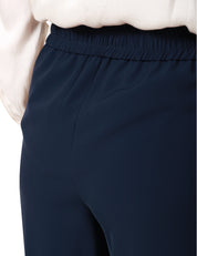 COMPLETO DONNA KONTATTO BLU SCURO GIACCA E PANTALONE PALAZZO IN TESSUTO FLUIDO