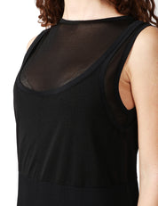 ABITO DONNA LIVIANA CONTI ANDREA NERO GIROMANICA CON DOPPIO SCOLLO E GONNA LUNGA IN VISCOSA