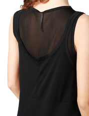 ABITO DONNA LIVIANA CONTI ANDREA NERO GIROMANICA CON DOPPIO SCOLLO E GONNA LUNGA IN VISCOSA