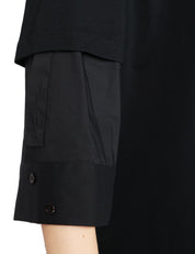 CAMICIA DONNA LIVIANA CONTI GINEVRA NERA CON SCOLLO TONDO E MANICA TRE QUARTI CON POLSINO E BOTTONE