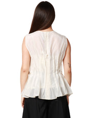 TOP DONNA LIVIANA CONTI BETULLA SMANICATO CON EFFETTO PLISSETTATO IN MISTO COTONE E SETA