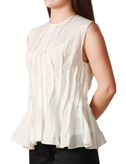 TOP DONNA LIVIANA CONTI BETULLA SMANICATO CON EFFETTO PLISSETTATO IN MISTO COTONE E SETA
