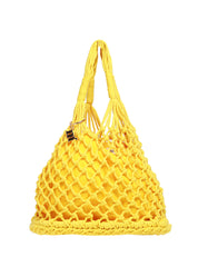 BORSA DONNA MATINèE LIPARI MEDIUM GIALLA CON MOTIVO A RETE E DETTAGLIO LOGO IN METALLO