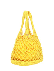 BORSA DONNA MATINèE LIPARI MEDIUM GIALLA CON MOTIVO A RETE E DETTAGLIO LOGO IN METALLO