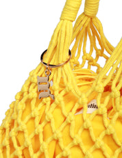 BORSA DONNA MATINèE LIPARI MEDIUM GIALLA CON MOTIVO A RETE E DETTAGLIO LOGO IN METALLO
