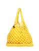 Borsa donna matinèe lipari medium gialla con motivo a rete e dettaglio logo in metallo