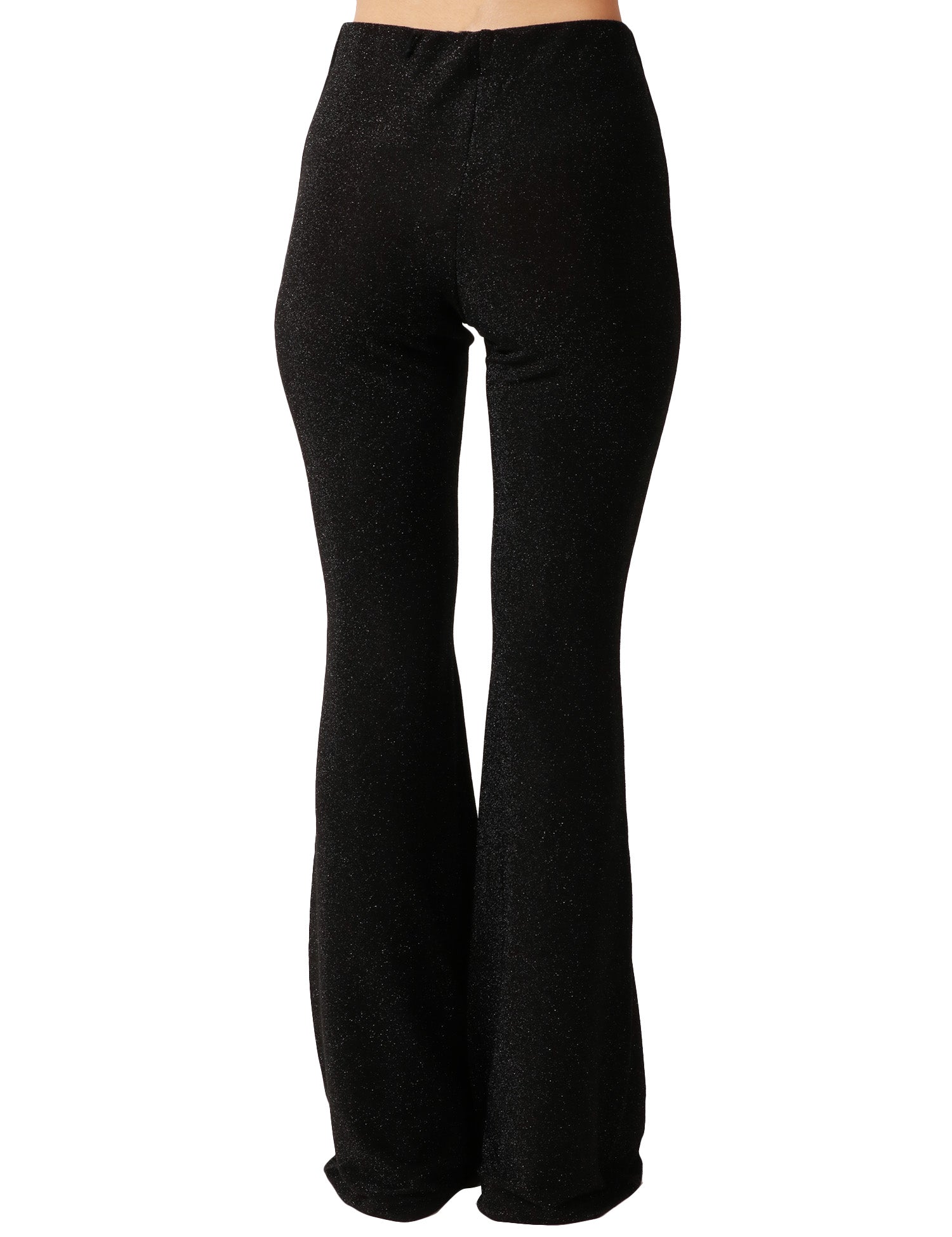 PANTALONE DONNA MATINèE SILVIA NERO IN LUREX ELASTICIZZATO A ZAMPA
