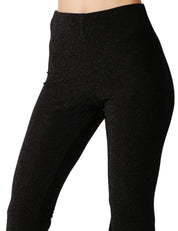 PANTALONE DONNA MATINèE SILVIA NERO IN LUREX ELASTICIZZATO A ZAMPA