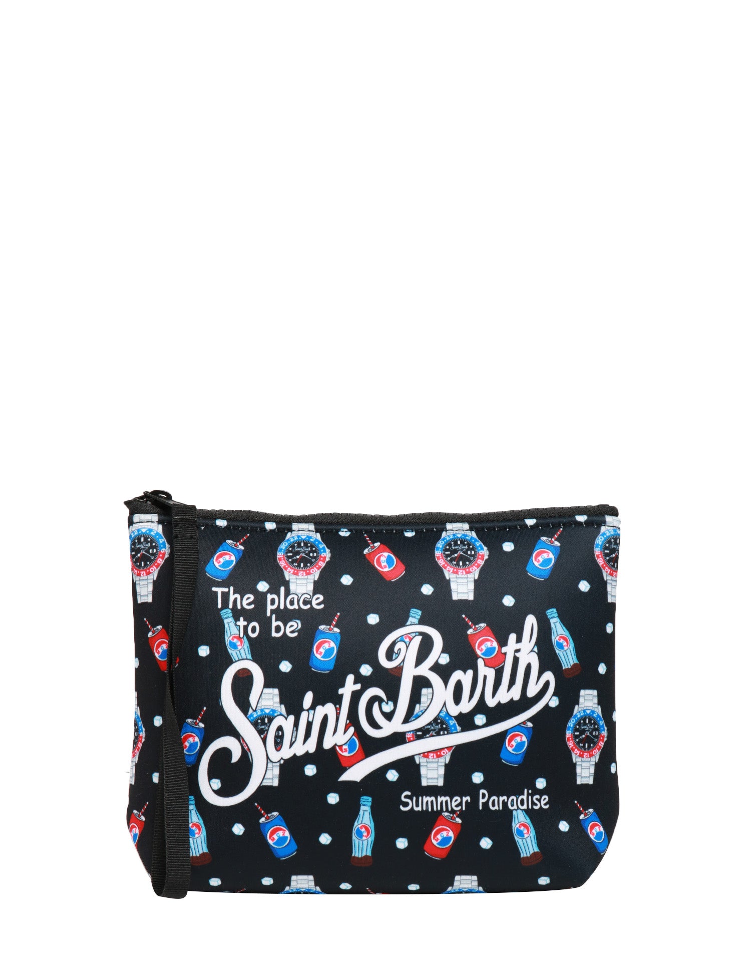 POCHETTE MC 2 SAINT BARTH NERA CON STAMPA WATCH BREAK IN GOMMA CLOROPRENE