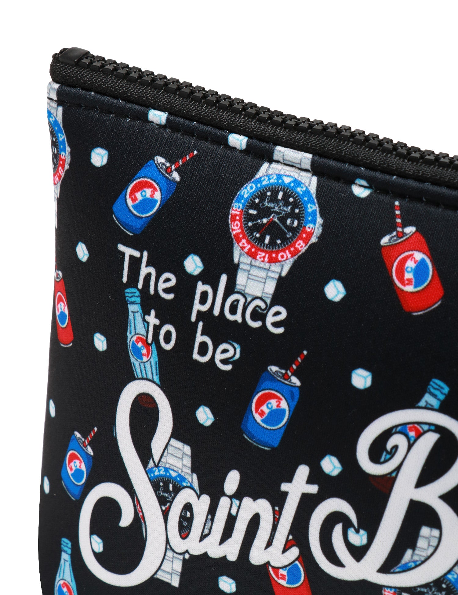 POCHETTE MC 2 SAINT BARTH NERA CON STAMPA WATCH BREAK IN GOMMA CLOROPRENE