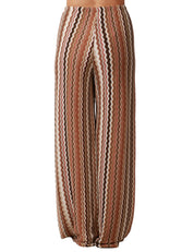 PANTALONE DONNA MC2 SAINT BARTH AMELIA MARRONE CON MOTIVO CHEVRON IN MAGLIA RASCHEL
