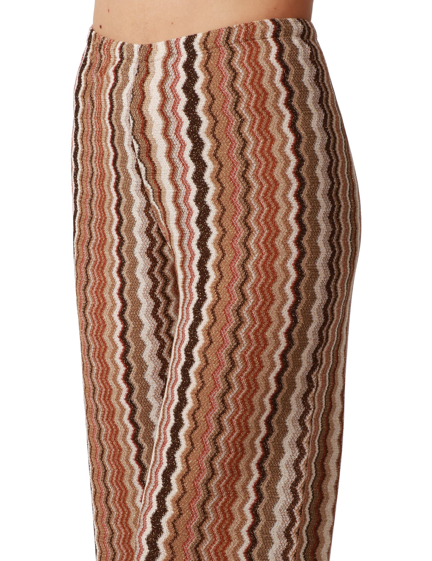 PANTALONE DONNA MC2 SAINT BARTH AMELIA MARRONE CON MOTIVO CHEVRON IN MAGLIA RASCHEL