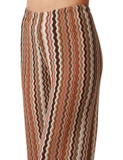 PANTALONE DONNA MC2 SAINT BARTH AMELIA MARRONE CON MOTIVO CHEVRON IN MAGLIA RASCHEL
