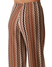PANTALONE DONNA MC2 SAINT BARTH AMELIA MARRONE CON MOTIVO CHEVRON IN MAGLIA RASCHEL