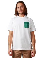 T-SHIRT UOMO MC2 SAINT BARTH BLU CON TASCA VERDE A FIORI APPLICATA SUL PETTO