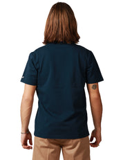 T-SHIRT UOMO MC2 SAINT BARTH GIROCOLLO BLU CON TASCA A FIORI APPLICATA SUL PETTO