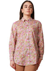 CAMICIA DONNA MC2 SAINT BARTH BRIGITTE MILITARE A STAMPA FLOREALE 100%COTONE