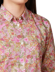 CAMICIA DONNA MC2 SAINT BARTH BRIGITTE MILITARE A STAMPA FLOREALE 100%COTONE