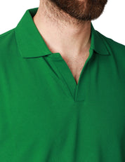 POLO UOMO MC 2 SAINT BARTH CAHRLES VERDE A MEZZA MANICA IN PIQUET DI COTONE CON RICAMO LOGO SULLA MANICA