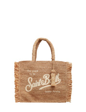 BORSA DONNA MC 2 SAINT BARTH COLETTE BEIGE IN RAFIA CON RICAMO LOGO E MANICI