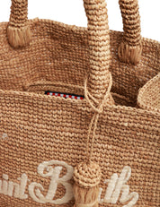 BORSA DONNA MC 2 SAINT BARTH COLETTE BEIGE IN RAFIA CON RICAMO LOGO E MANICI