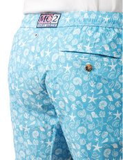COSTUME MARE UOMO MC 2 SAINT BARTH COMFORT CELESTE CON STAMPA CONCHIGLIE TROPICALI IN TESSUTO LEGGERO