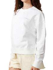 FELPA DONNA MC 2 SAINT BARTH BIANCA GIROCOLLO CON STRASS APPLICATI E RICAMO LOGO SUL CUORE