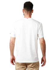 T-SHIRT UOMO MC 2 SAINT BARTH DOVER BIANCA GIROCOLLO IN PURO COTONE CON RICAMO LOGO SULLA MANICA SINISTRA