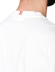 T-SHIRT UOMO MC 2 SAINT BARTH DOVER BIANCA GIROCOLLO IN PURO COTONE CON RICAMO LOGO SULLA MANICA SINISTRA