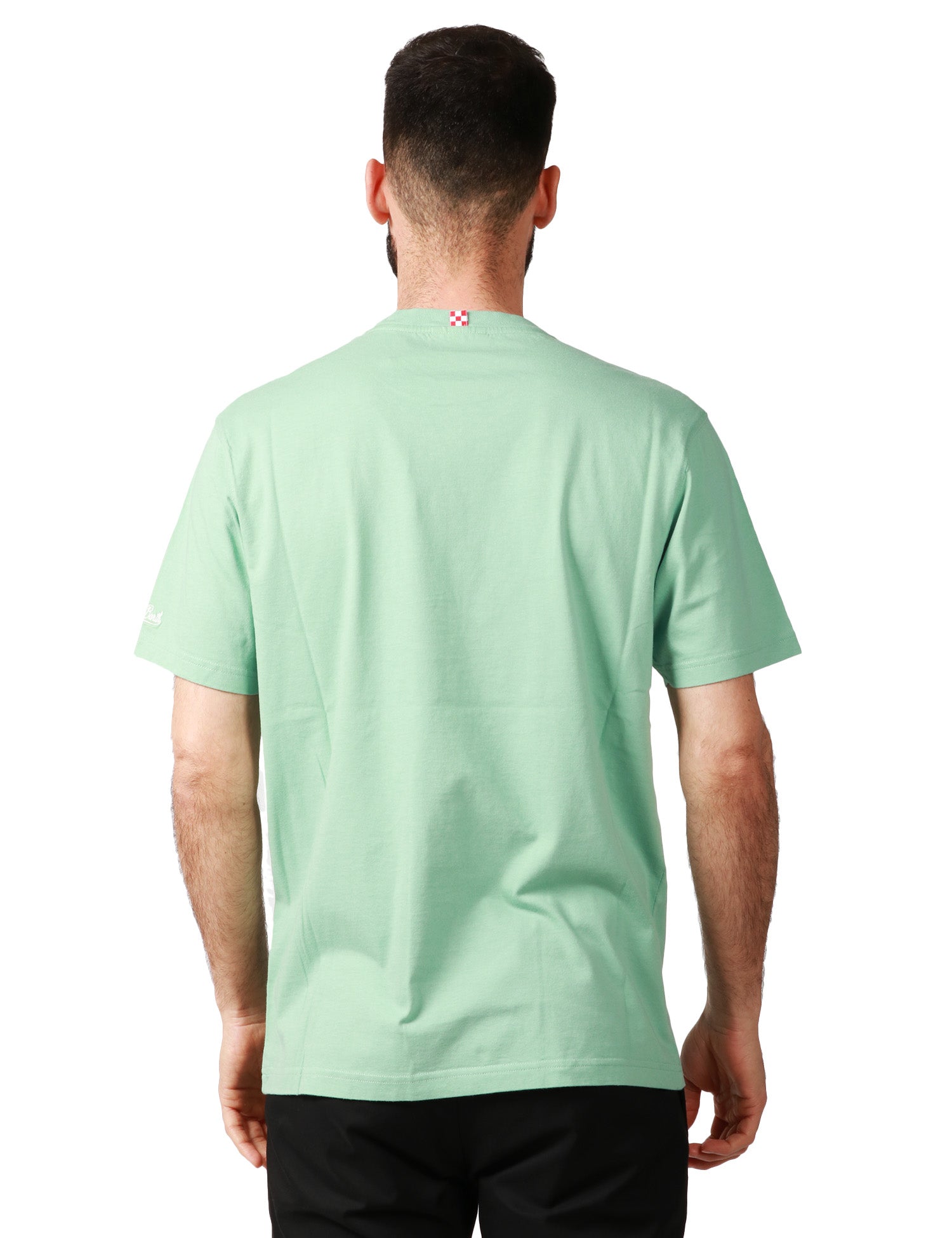 T-SHIRT UOMO MC 2 SAINT BARTH DOVER VERDE IN JERSEY DI COTONE CON RICAMO LOGO SULLA MANICA