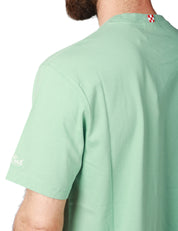 T-SHIRT UOMO MC 2 SAINT BARTH DOVER VERDE IN JERSEY DI COTONE CON RICAMO LOGO SULLA MANICA